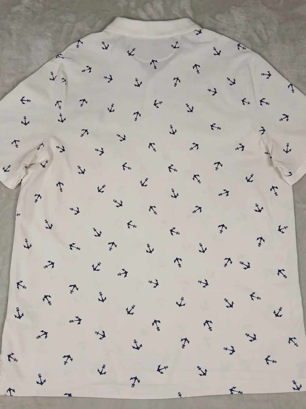 Polo Ralph Lauren All Over Print Polo Shirt XL Men's Stretch Mesh Anchors White